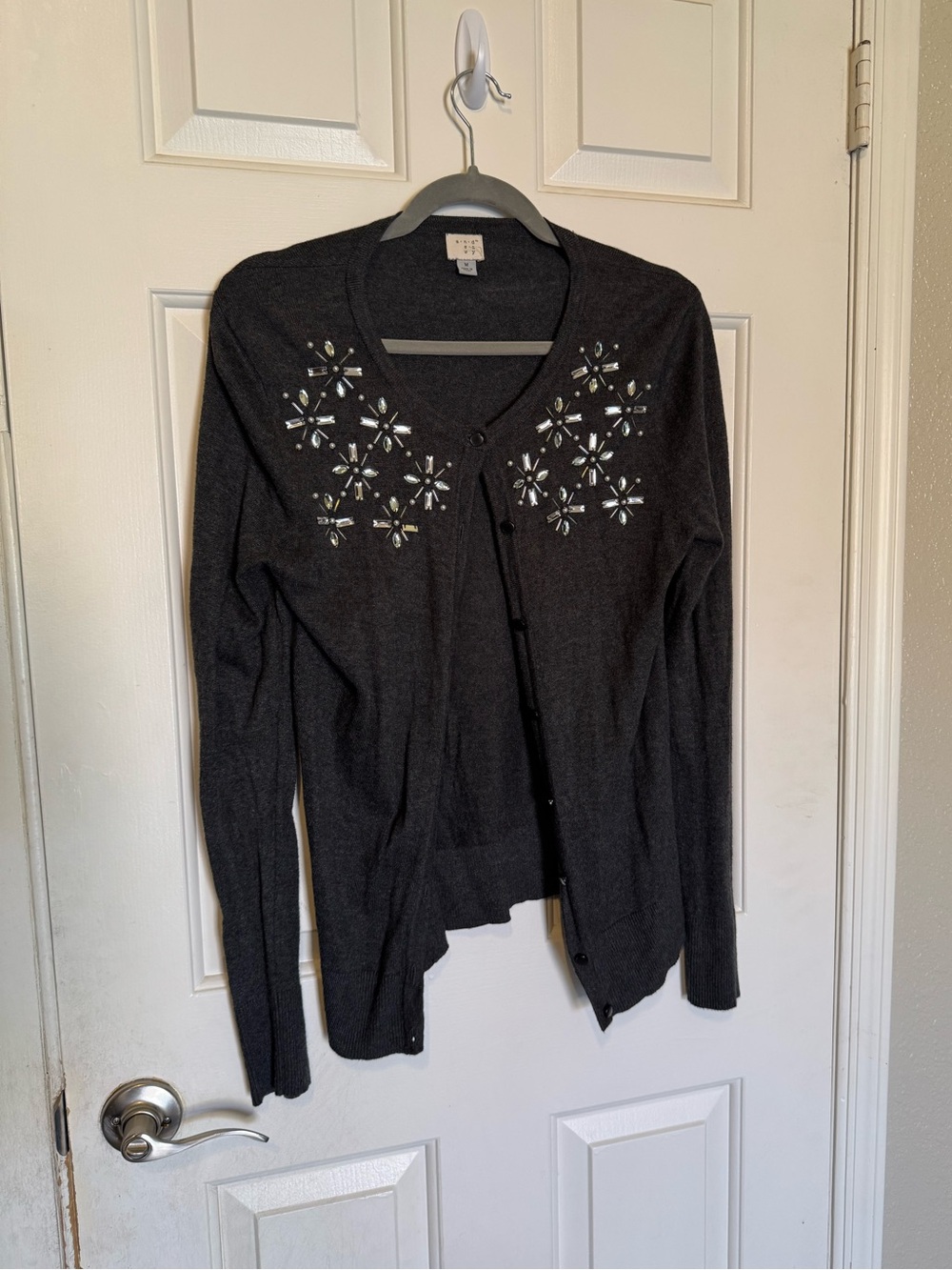 Women’s Embellished Dark Gray Women's Cardigan Sweater